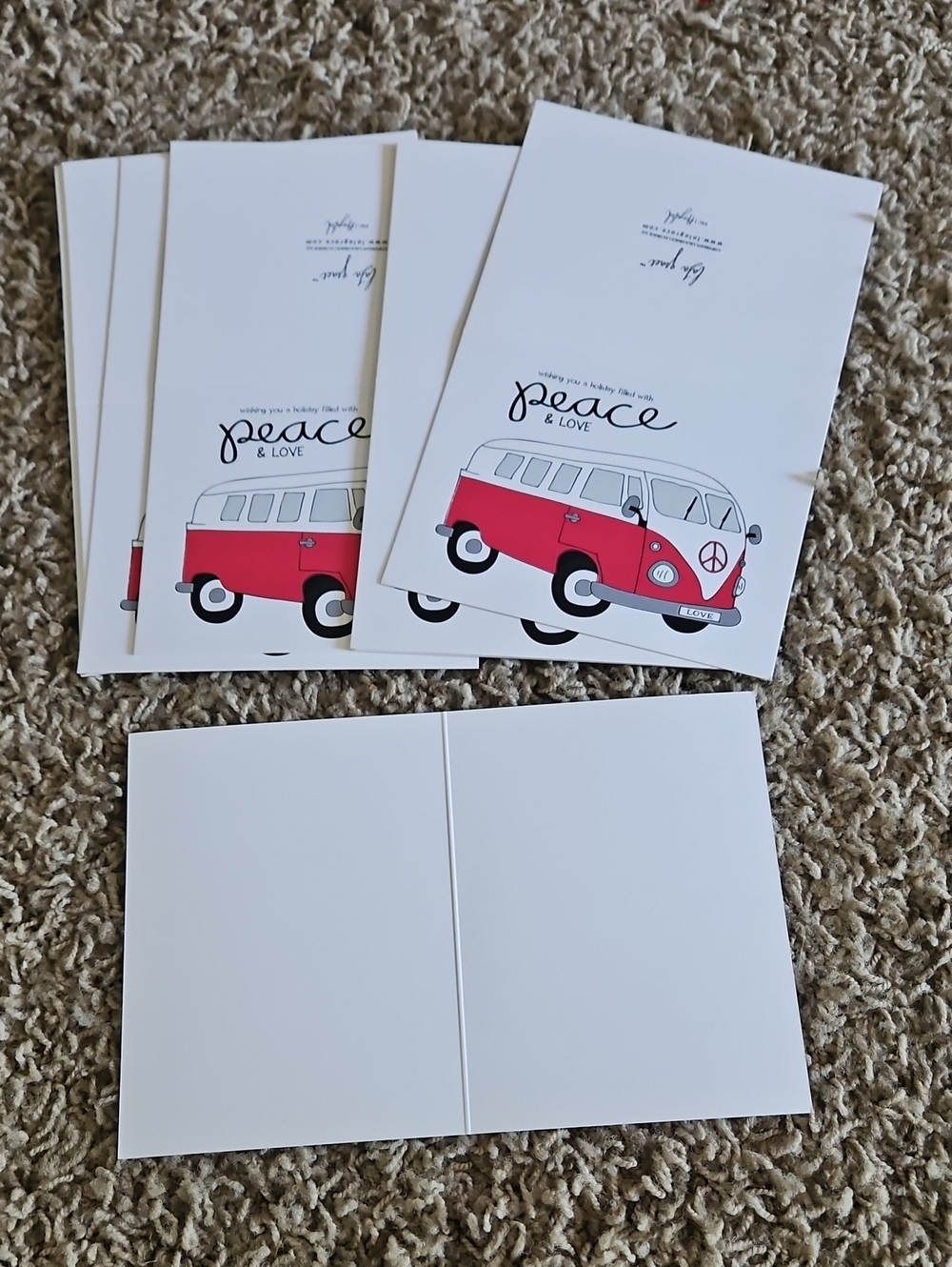 Peace & Love Red Camper Blank Note Cards